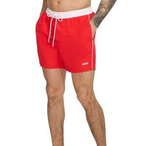 DKNY Men’s Red Swim Shorts Trunks Mesh Lining Elastic Waist , Size XXL, NEW